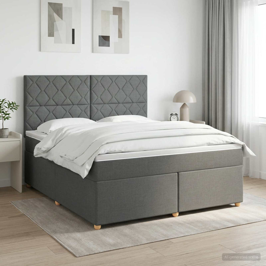 Boxspringbed met matras Donkergrijs 160 x 200 cm Stof