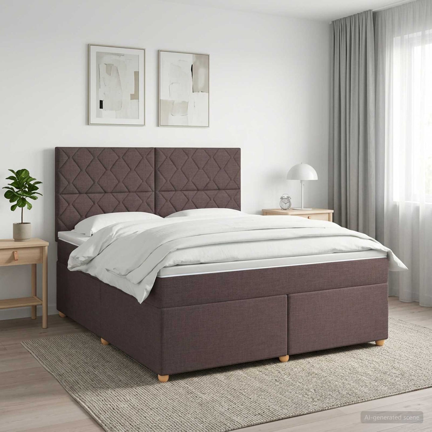 Boxspringbed met matras Donkerbruin 140 x 200 cm Stof