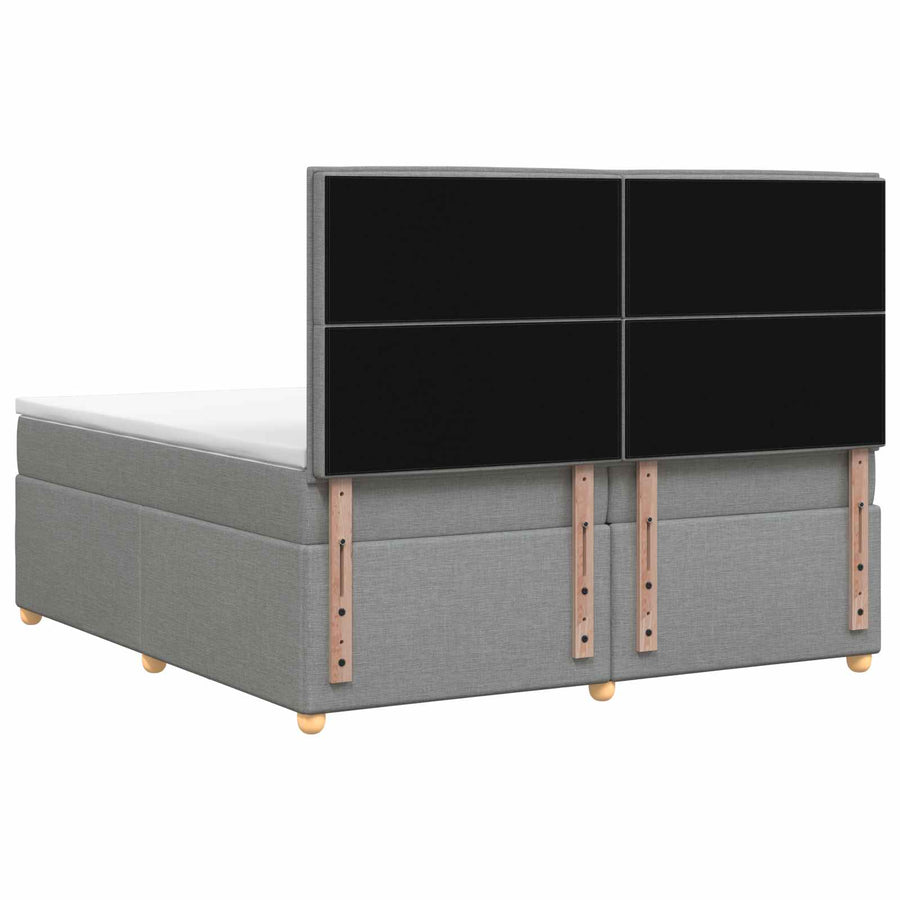 Boxspringbed met matras Lichtgrijs 200 x 200 cm Stof