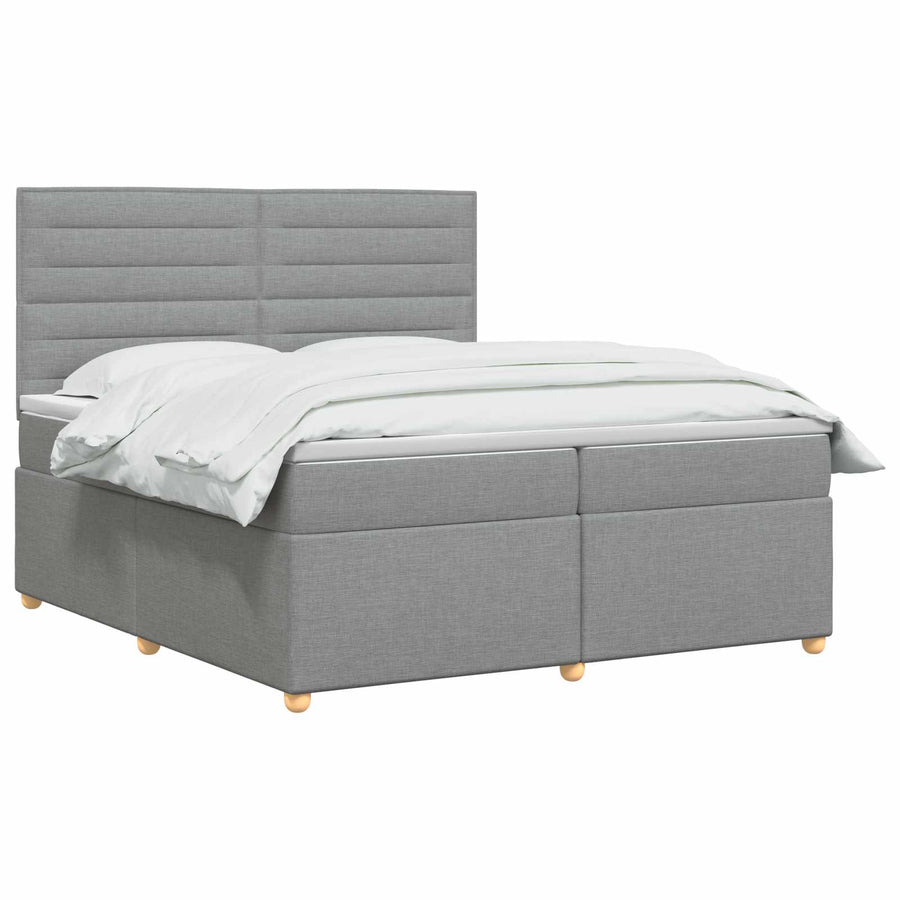 Boxspringbed met matras Lichtgrijs 200 x 200 cm Stof