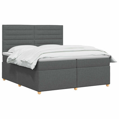 Boxspringbed met matras Donkergrijs 200 x 200 cm Stof