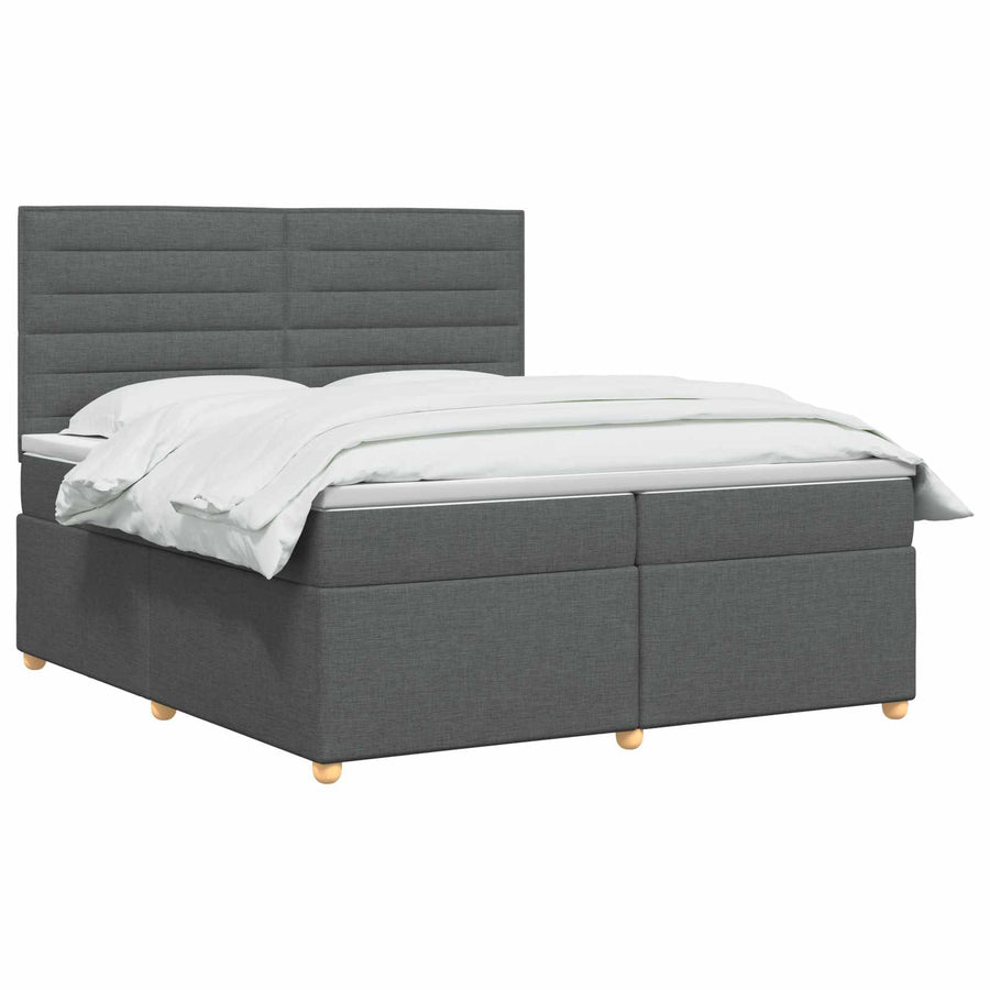 Boxspringbed met matras Donkergrijs 200 x 200 cm Stof