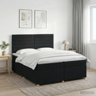 Boxspringbed 200x200 cm zwart met hoofdeinde