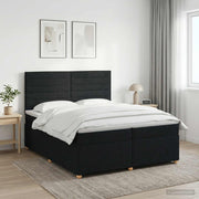 Boxspringbed 200x200 cm zwart met hoofdeinde