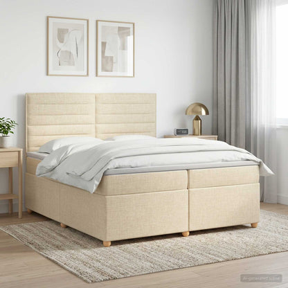 Boxspringbed met matras Crèmekleurig 200 x 200 cm Stof