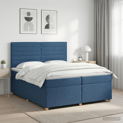 Boxspringbed met matras met hoofdeinde Blauw 200 x 200 cm Stof