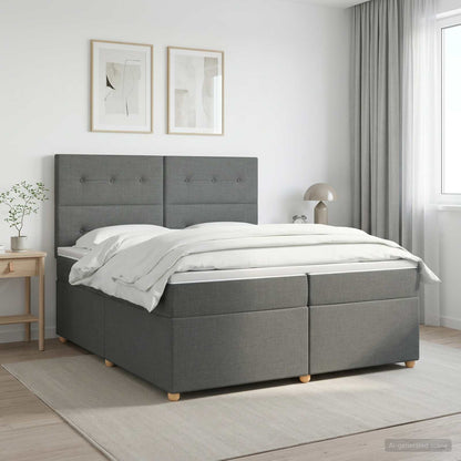 Boxspringbed met matras Donkergrijs 200 x 200 cm Stof
