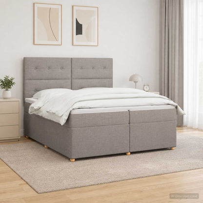 Boxspringbed met matras met hoofdeinde Taupe 200 x 200 cm Stof