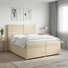 Boxspringbed 200x200 cm crèmekleurig