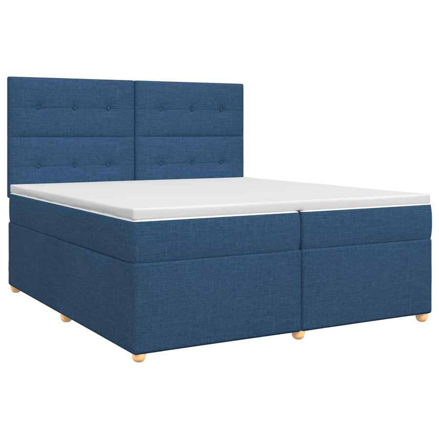 Boxspringbed met matras met hoofdeinde Blauw 200 x 200 cm Stof