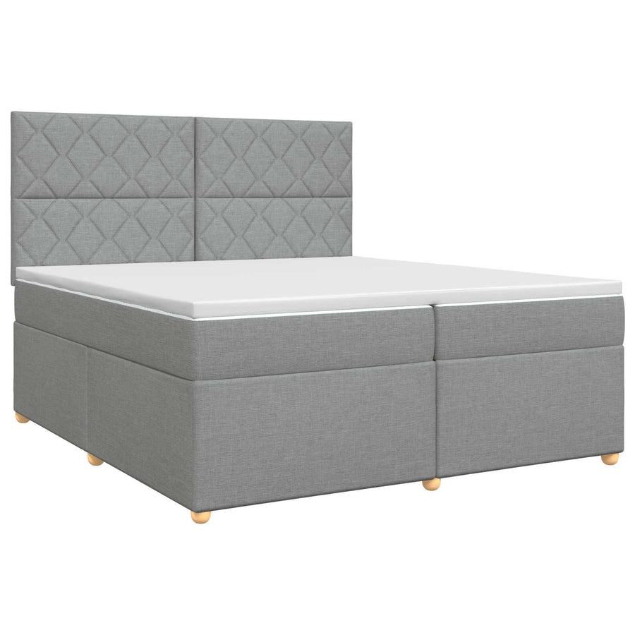 Boxspringbed met matras Lichtgrijs 200 x 200 cm Stof