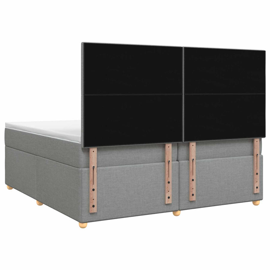 Boxspringbed met matras Lichtgrijs 200 x 200 cm Stof
