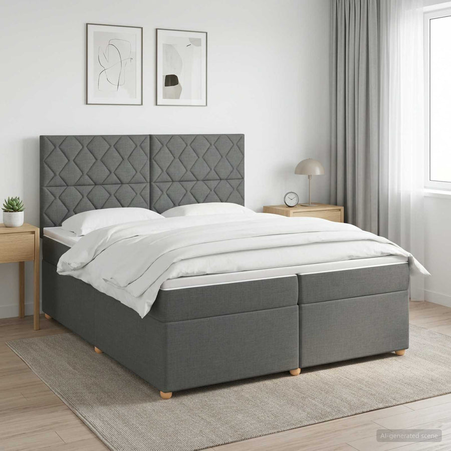 Boxspringbed met matras Donkergrijs 200 x 200 cm Stof