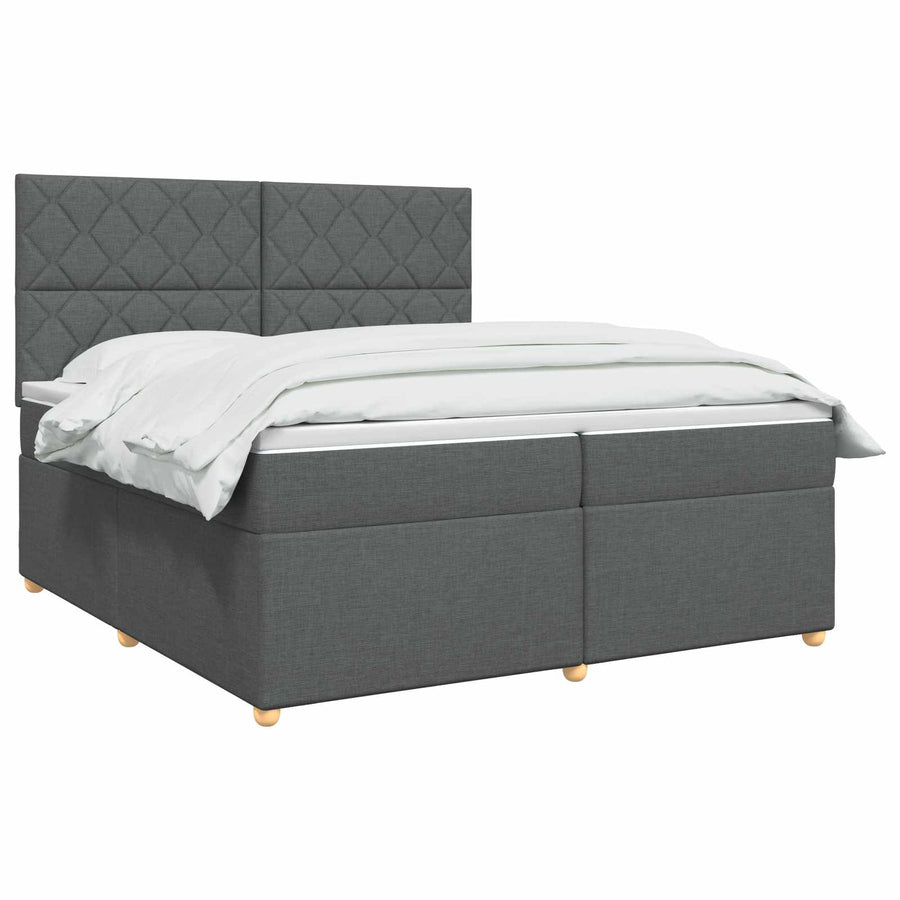 Boxspringbed met matras Donkergrijs 200 x 200 cm Stof