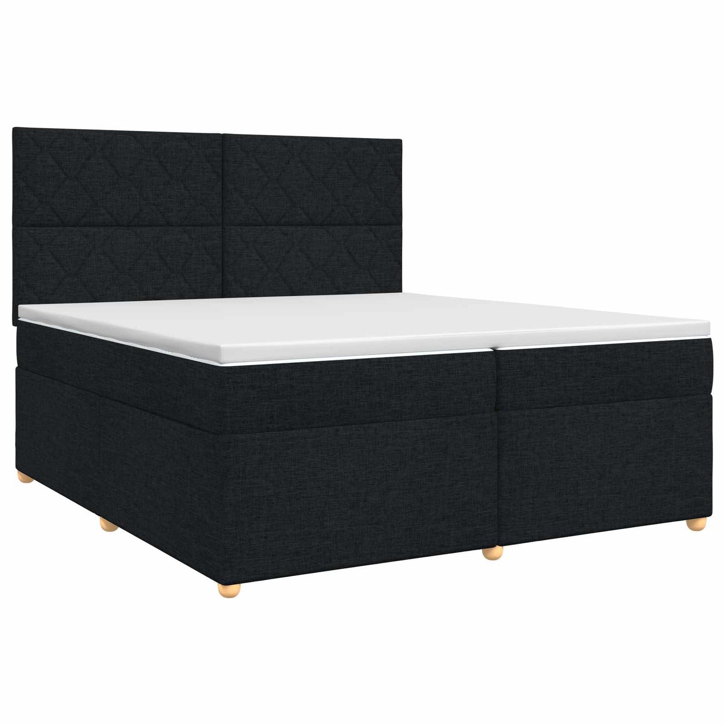 Boxspringbed met matras met hoofdeinde Zwart 200 x 200 cm Stof