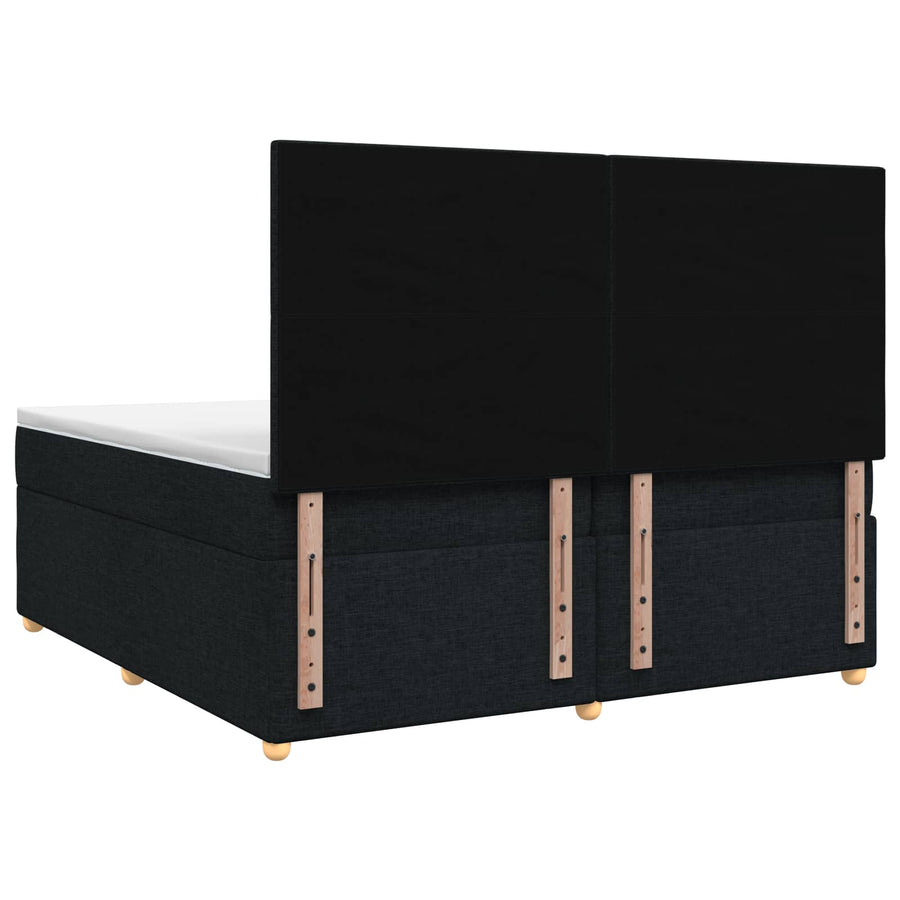 Boxspringbed met matras met hoofdeinde Zwart 200 x 200 cm Stof