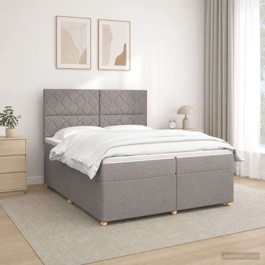 Boxspringbed met matras met hoofdeinde Taupe 200 x 200 cm Stof
