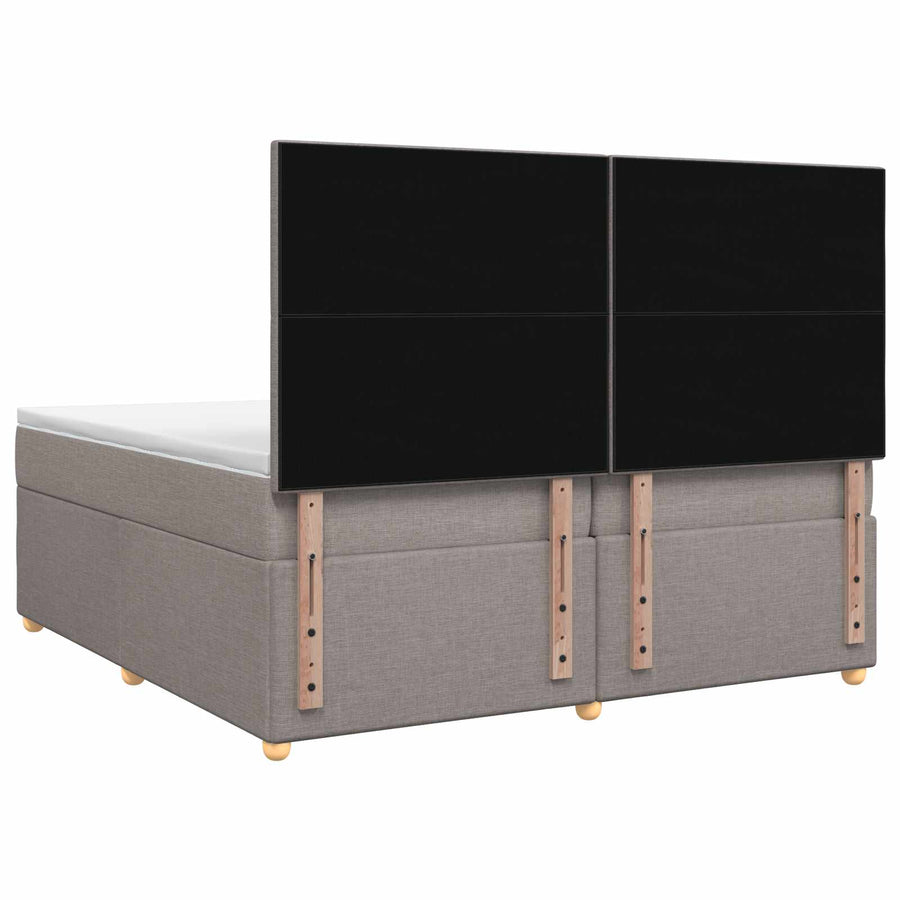 Boxspringbed met matras met hoofdeinde Taupe 200 x 200 cm Stof