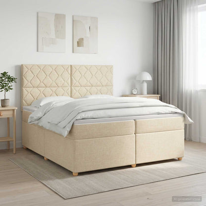 Boxspringbed met matras Crèmekleurig 200 x 200 cm Stof