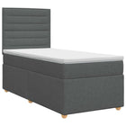 Boxspringbed 90x190 cm donkergrijs met matras en hoofdeinde