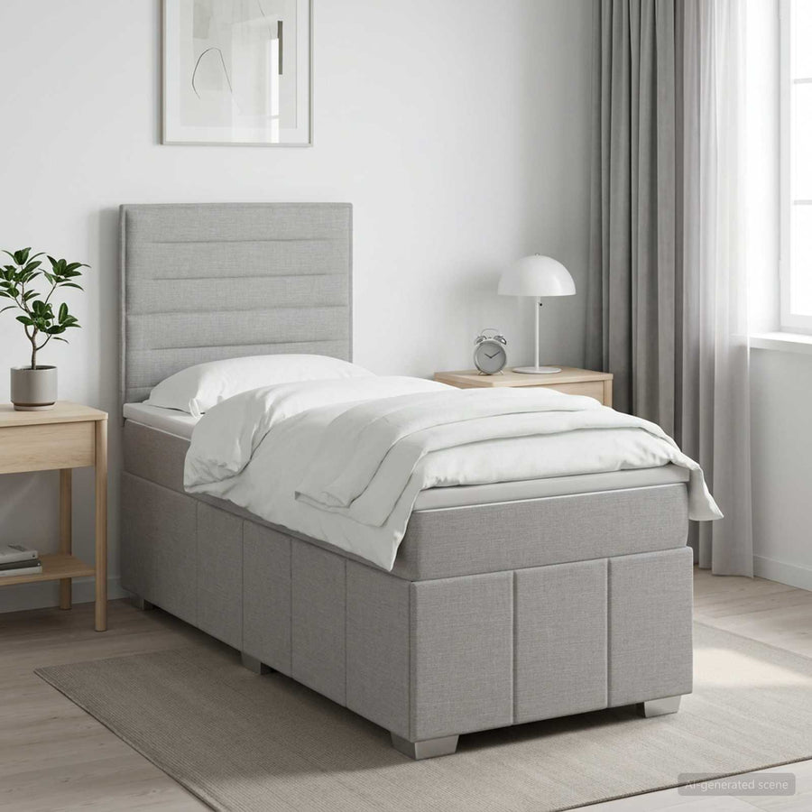 Boxspringbed met matras Lichtgrijs 90 x 200 cm Stof