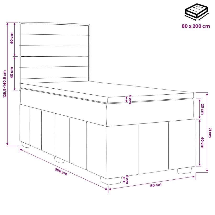 Boxspringbed met matras Crèmekleurig 80 x 200 cm Stof