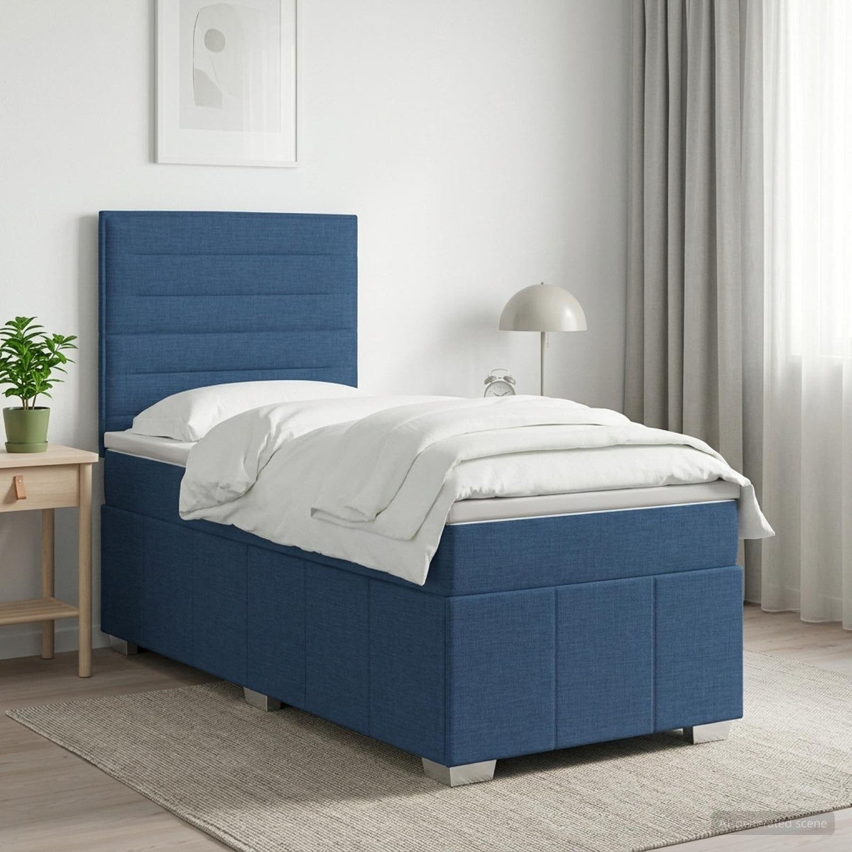 Boxspringbed met matras met hoofdeinde Blauw 100 x 200 cm Stof