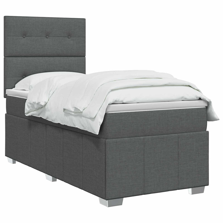 Boxspringbed met matras Donkergrijs 80 x 200 cm Stof