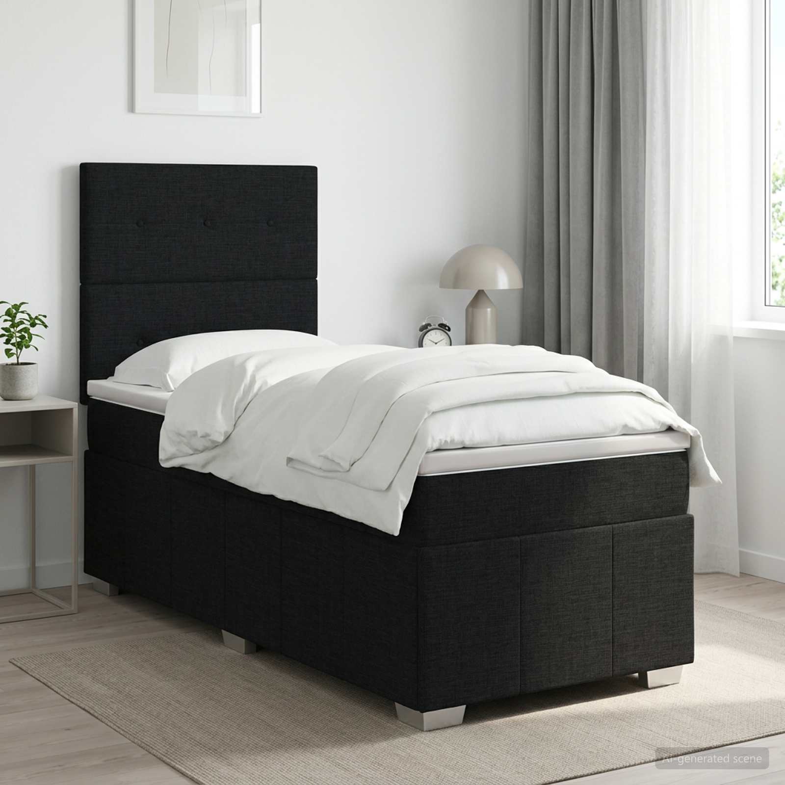 Boxspringbed met matras met hoofdeinde Zwart 100 x 200 cm Stof