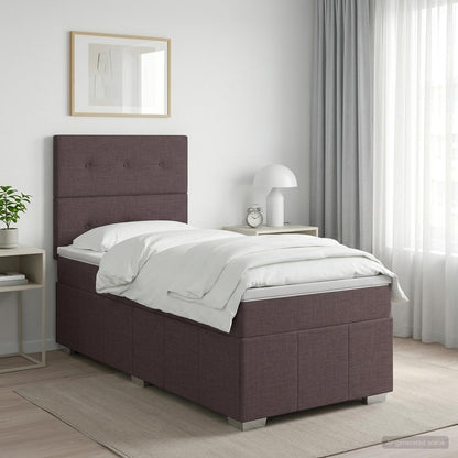 Boxspringbed met matras Donkerbruin 90 x 200 cm Stof