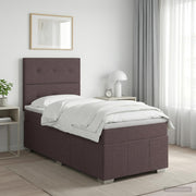 Boxspringbed met matras 100x200 cm donkerbruin stof