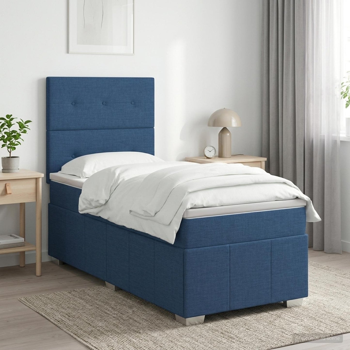 Boxspringbed met matras met hoofdeinde Blauw 90 x 200 cm Stof