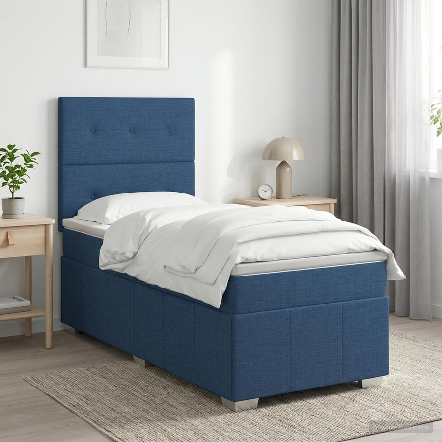 Boxspringbed met matras met hoofdeinde Blauw 90 x 200 cm Stof