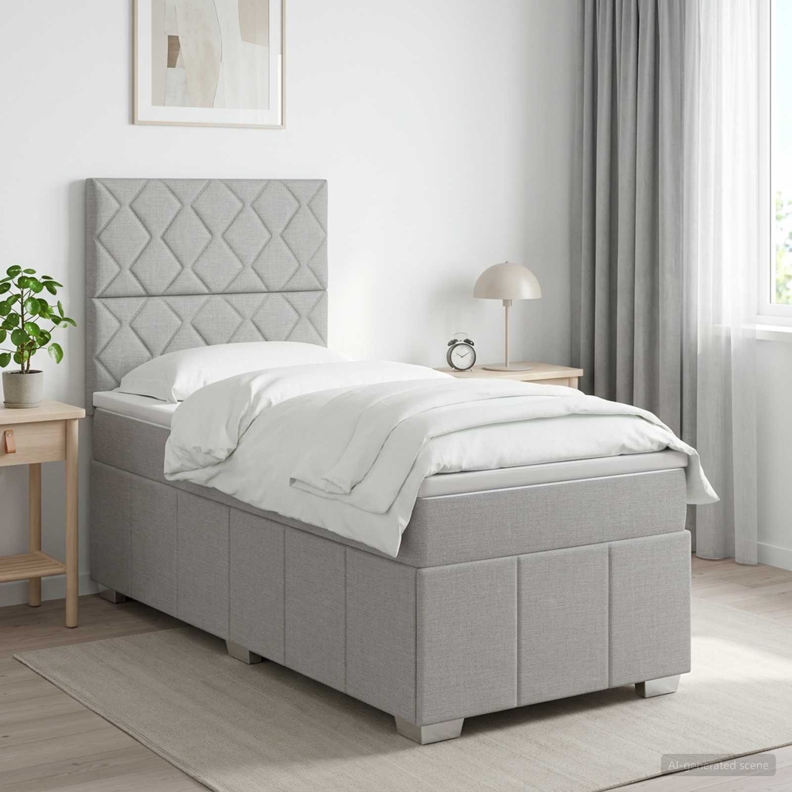 Boxspringbed met matras Lichtgrijs 80 x 200 cm Stof