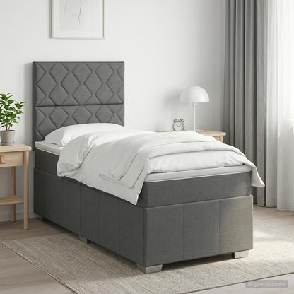 Boxspringbed met matras Donkergrijs 90 x 190 cm Stof