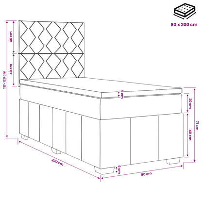 Boxspringbed met matras Donkergrijs 80 x 200 cm Stof
