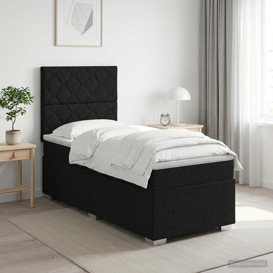 Boxspringbed met matras met hoofdeinde Zwart 80 x 200 cm Stof