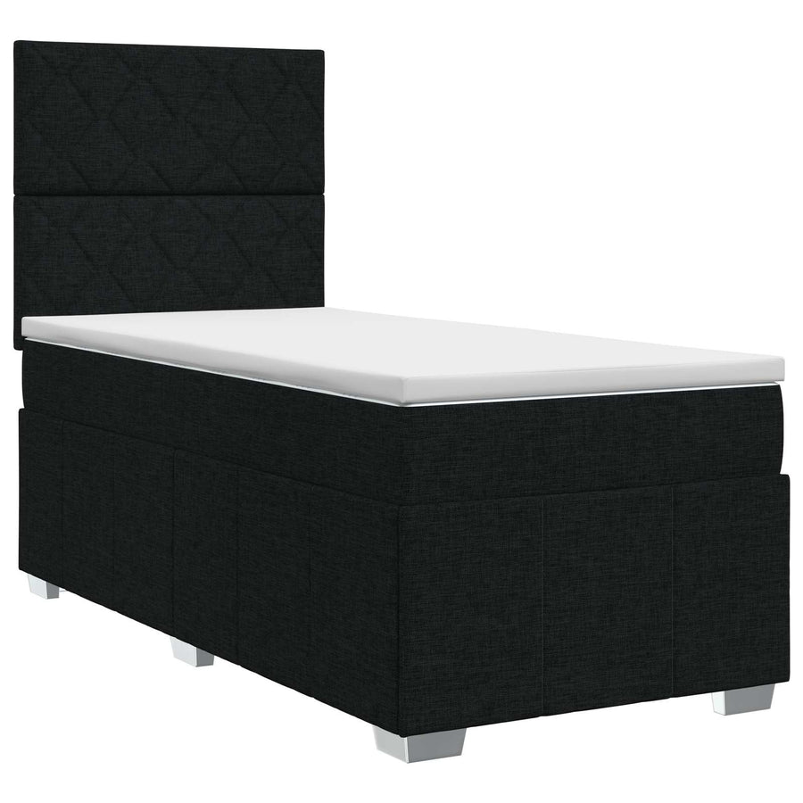 Boxspringbed met matras met hoofdeinde Zwart 80 x 200 cm Stof