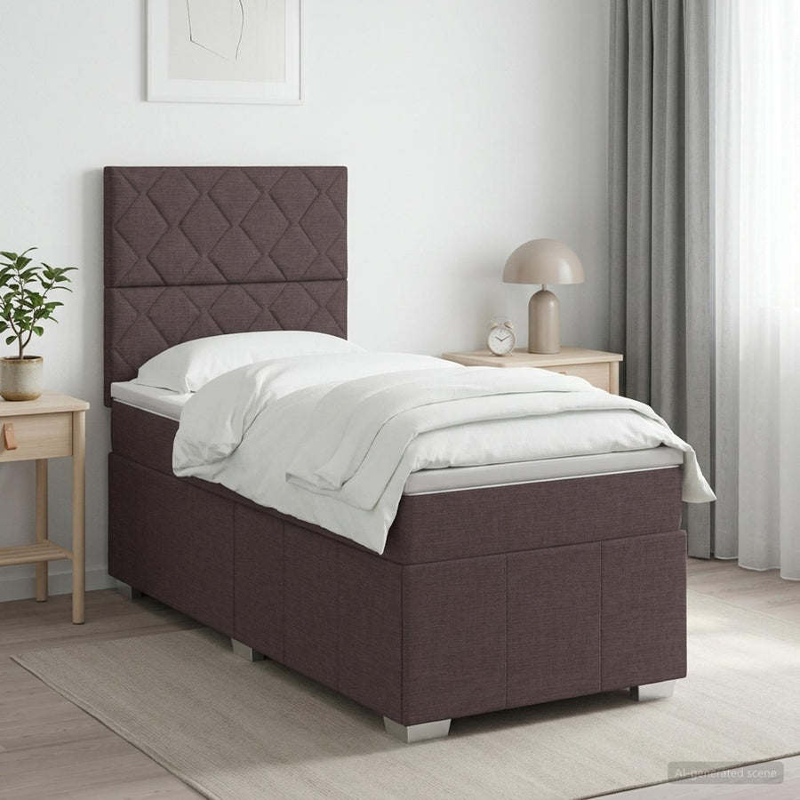 Boxspringbed met matras Donkerbruin 90 x 200 cm Stof