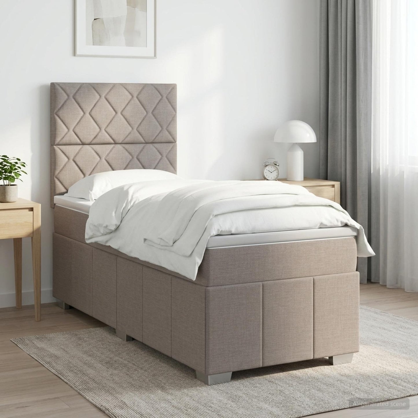 Boxspringbed met matras met hoofdeinde Taupe 100 x 200 cm Stof