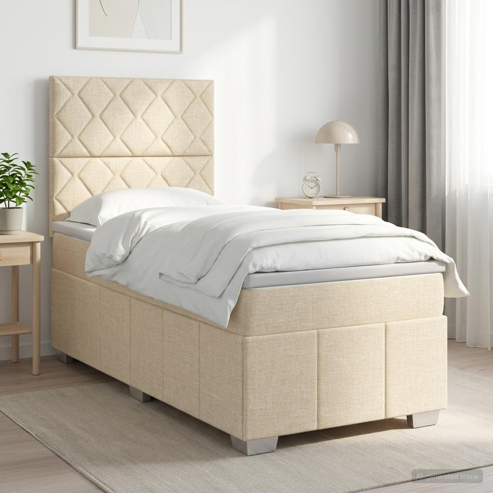 Boxspringbed met matras Crèmekleurig 80 x 200 cm Stof