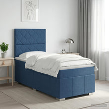 Boxspringbed met matras met hoofdeinde Blauw 90 x 200 cm Stof