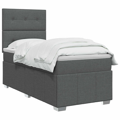 Boxspringbed met matras Donkergrijs 90 x 190 cm Stof