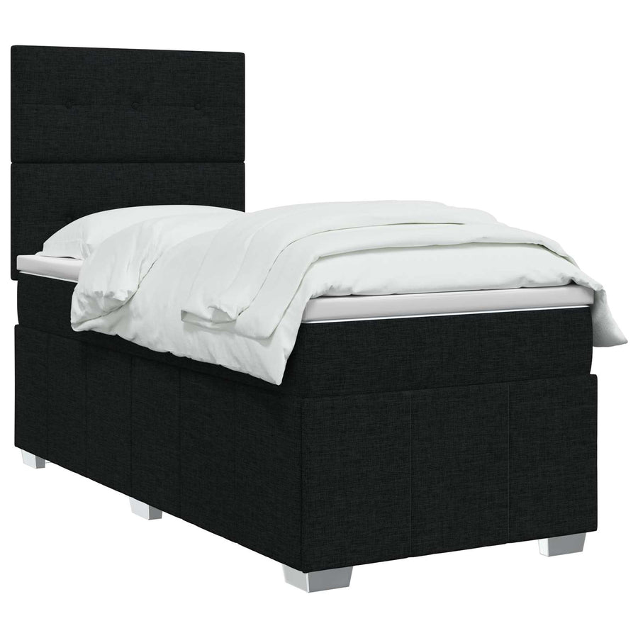 Boxspringbed met matras met hoofdeinde Zwart 90 x 190 cm Stof
