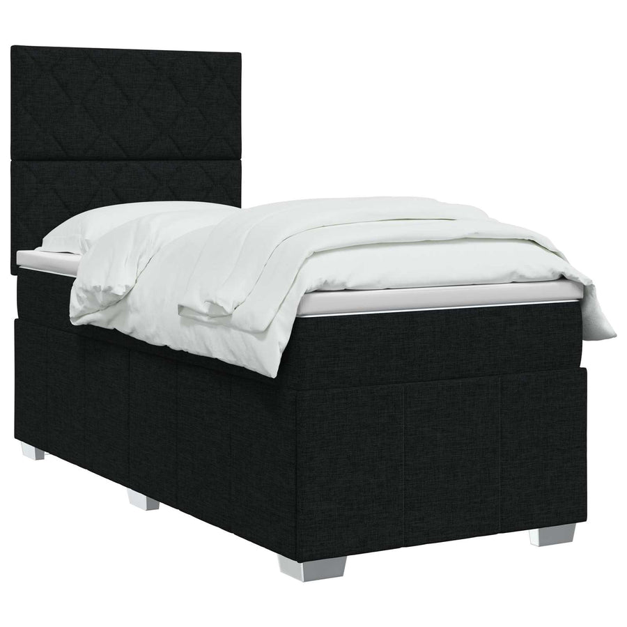 Boxspringbed met matras met hoofdeinde Zwart 90 x 190 cm Stof