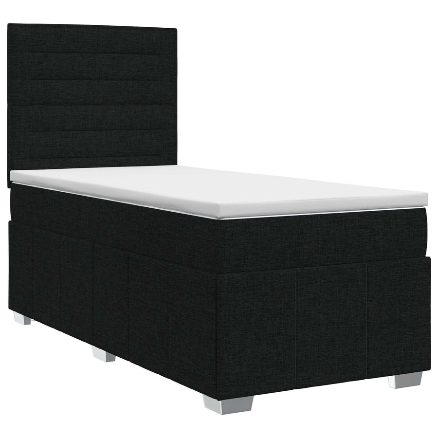 Boxspringbed met matras met hoofdeinde Zwart 90 x 200 cm Stof
