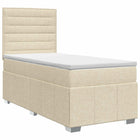 Boxspringbed met matras Crèmekleurig 90 x 200 cm Stof