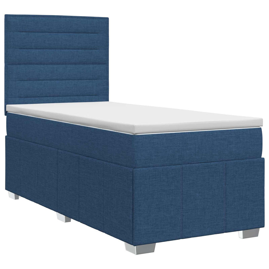 Boxspringbed met matras met hoofdeinde Blauw 90 x 200 cm Stof