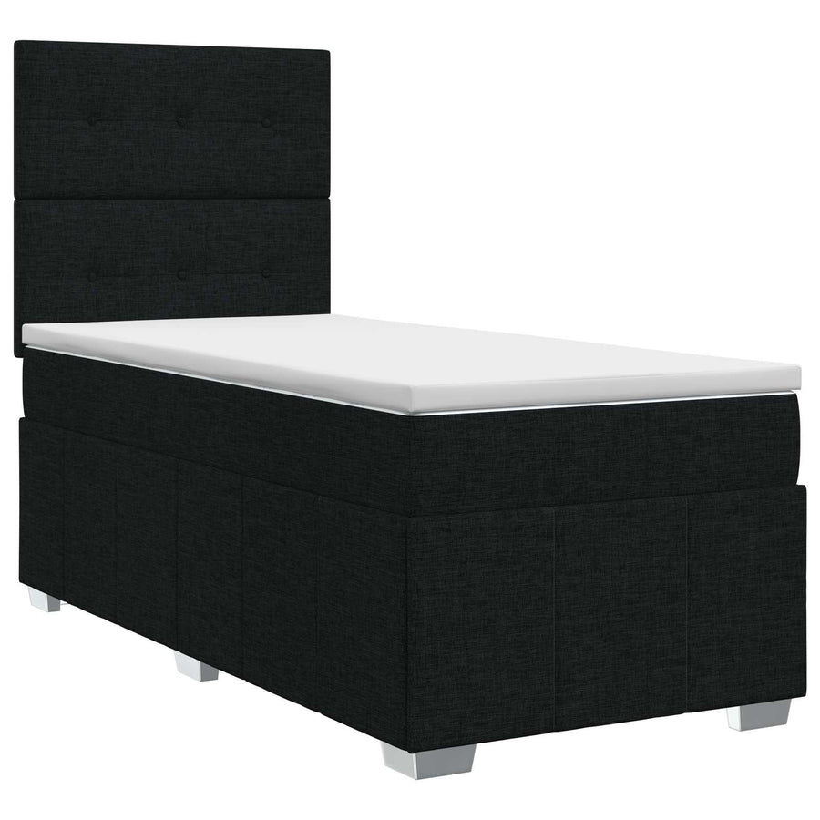 Boxspringbed met matras met hoofdeinde Zwart 90 x 200 cm Stof