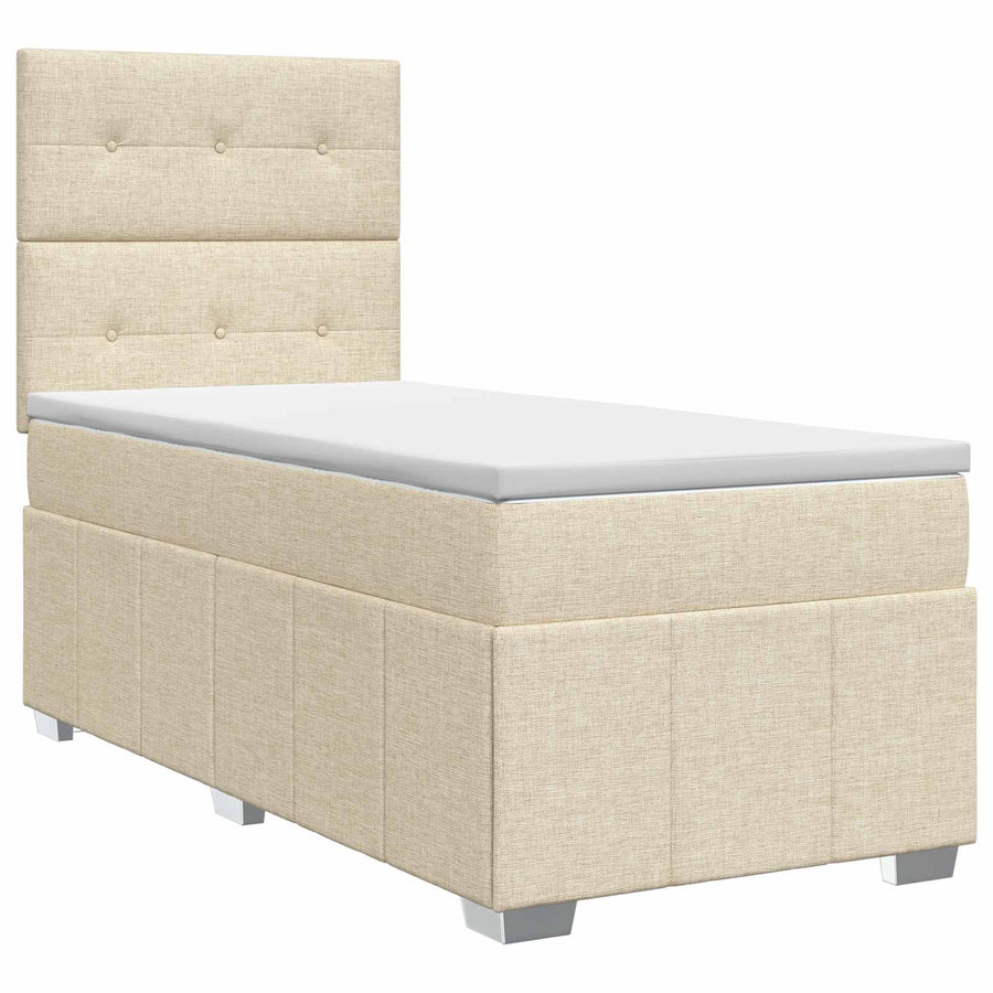 Boxspringbed met matras Crèmekleurig 90 x 200 cm Stof